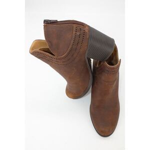 Natural Soul Tapas Womens 7.5 Brown Block Heel Bootie Back Zipper